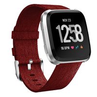 Smasy Replacement Bands Compatible with Fitbit Versa/Versa 2/Versa Lite Edition, Women Men Soft Fabric Adjustable Wristbands for Fitbit Versa Smart Watch (Carmine)