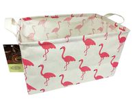 HUNRUNG Rectangle Storage Basket Cute Canvas Organizer Bin for Pet/Kids Toys, Books, Clothes Perfect for Kid Rooms/Playroom/Shelves (Flamingo)