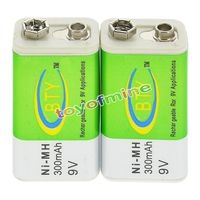 2x 9V 9 Volt 300mAh BTY Green Ni-Mh Rechargeable Battery