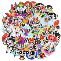 The Powerpuff Girls Cartoon Stickers for Kids Girls Cute Water Bottles Laptop Skateboard Luggage Cars Bumper Decals 50pcs