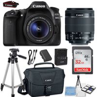 Canon EOS 80D 24.2MP DSLR Camera Bundle (Wi-Fi) with Canon EF-S 18-55mm f/3.5-5.6 is STM Lens + Canon Camera Bag + 32GB Memory Card + Canon Deluxe Camera Bag + 50" Tripod + Camera Starter Kit