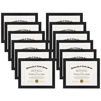 Americanflat 12 Pack 11x14 Black Diploma Frames | Displays 8.5x11 Diplomas with Mat or 11x14 Inch Without Mat. Shatter-Resistant Glass. Hanging Hardware Included!
