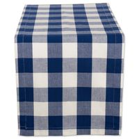 DII Cotton Buffalo Check Table Runner for Family Dinners or Gatherings, Indoor or Outdoor Parties, & Everyday Use (14x108",  Seats 8-10 People), Navy & Cream