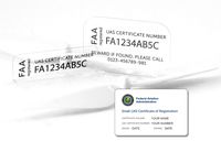 Drone Label for FAA UAS Registration Number, Ultra-Thin Glass, Including FAA ID Card