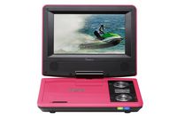 Impecca DVP775P 7 Inch Swivel Screen, Portable DVD Player, with Rechargeable Battery, SD Card Slot and USB Port, Pink