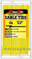 Pro Tie YL6QO100 6-Inch Quik Off Tear Away Cable Tie, Yellow Nylon, 100-Pack
