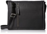 Visconti Foster 13.3" Inch Distressed Oiled Leather Laptop Messenger Bag, Black