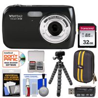 Vivitar ViviCam S126 Digital Camera (Black) with 32GB Card + Case + Tripod + Kit