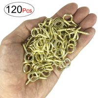 HEVERP 120 Pcs 1 Inch Small Screw Eyes Galvanized Metal Eye Hooks/Self-Tapping Screws Hooks Ring/Screw Hooks (Gold)