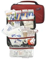 AAA 121 Piece Road Trip First Aid Kit packaged in compact hard shell foam carry case, ideal for emergency use in cars, camping, hiking, or offices alike
