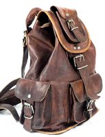 Touch of Leather Large 19" Genuine Leather Rucksack Backpack Hiking Travel Picnic Laptop Everyday Backpack School Drawstring Women Rucksack Great Gift Sale!