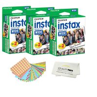 Fujifilm INSTAX Wide Instant Film 60 Pack - 60 Sheets - (White) for Fujifilm Instax Wide Cameras + Frame Stickers and Microfiber Cloth Accessories
