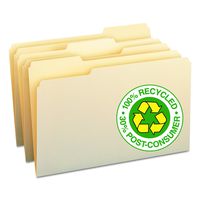 Smead 100% Recycled File Folder, 1/3-Cut Tab, Legal Size Manila, 100 per Box (15339)