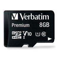 Verbatim 8GB Premium microSDHC Memory Card with Adapter, UHS-I V10 U1 Class 10