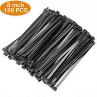 OneLeaf Cable Ties 8 Inch Heavy Duty Zip Ties with 120 Pounds Tensile Strength for Multi-Purpose Use, Self-Locking UV Resistant Nylon Tie Wraps, Indoor and Outdoor Tie Wire.120 Pcs Black