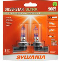 SYLVANIA - 9005 SilverStar Ultra - High Performance Halogen Headlight Bulb, High Beam, Low Beam and Fog Replacement Bulb, Brightest Downroad with Whiter Light, Tri-Band Technology (Contains 2 Bulbs)