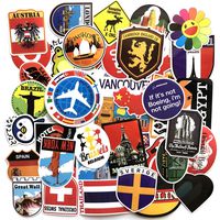 40PCS Flags Sticker Sticker of International Worldwide by Country Children Adult Teens Teacher Toddlers Water Bottles Laptop Car Travel Luggage Suitcase Skateboard Decal (Landmark map)