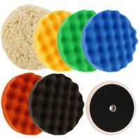 TCP Global Ultimate 6 Pad Buffing and Polishing Kit with 6-8" Pads; 5 Waffle Foam & 1 Wool Grip Pads and a 5/8" Threaded Polisher Grip Backing Plate
