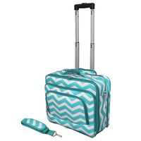 World Traveler Fashion Print Women's Rolling 17-Inch Laptop Case, Light Blue White Chevron, One Size