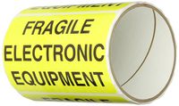 TapeCase Shipping Packing Labels"Fragile Electronic Equipment", Yellow/Black - 50 per Pack (1 Pack)