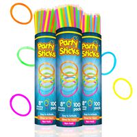 PartySticks Glow Sticks Jewelry Bulk Party Favors 300pk and Connectors - 8" Glow in The Dark Party Supplies, Neon Party Glow Necklaces and Glow Bracelets for Kids and Adults