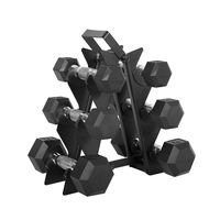 WF Athletic Supply Dumbbell Set with Storage Rack (32 LB Rubber Coated Dumbbell Set)