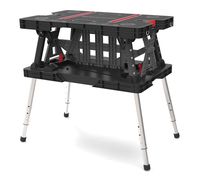 Keter Folding Compact Adjustable Workbench Sawhorse Work Table with Clamps 700 lb Capacity