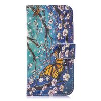 Shinyzone Floral Series Phone Case for iPhone 6S Plus/iPhone 6 Plus,Premium Leather Book Wallet Flip Cover with Card Holder Cash Pocket with Wrist Strap Magnetic Viewing Stand-Purple Butterfly