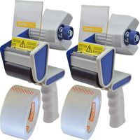 Tape King TX100 Packing Tape Dispenser Gun (2 Pack) - Plus 2 Free Rolls of Packaging Tape - Best Side Loading 2 Inch Lightweight Ergonomic Industrial Gun for Shipping, Moving, Carton and Box Sealing