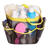 Attmu Mesh Caddy, Quick Dry Shower Tote Bag Oxford Hanging Toiletry and Bath Organizer with 8 Storage Compartments for Shampoo, Conditioner, Soap and Other Bathroom Accessories,Yellow, F