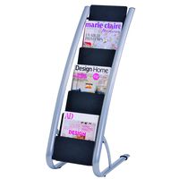 Alba 6 Compartment Literature Floor Display Rack, Black and Silver (DDEXPO6)
