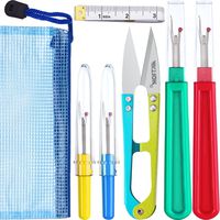 Bememo Sewing Seam Ripper Kit, 4 Pieces Thread Seam Remover Stitch Unpicker Thread Cutter Tool with Trimming Scissor, Soft Tape Measure and Storage Bag for Sewing
