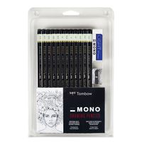 Tombow 51523 MONO Drawing Pencil Set, Assorted Degrees, 12-Pack. Professional Quality Graphite Pencil Set with Eraser and Sharpener