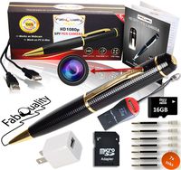 Gadgets Spy Camera Pen Bundle 1080p HD Spy Pen 16GB SD Micro Card + USB Card Reader + 7 Ink Fills + Updated Battery + USB Plug! - Record Executive Multifunction DVR