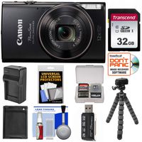 Canon PowerShot Elph 360 HS Wi-Fi Digital Camera (Black) with 32GB Card + Battery & Charger + Flex Tripod + Kit