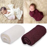 Outgeek Newborn Baby Photography Props 2 Pcs Long Ripple Wrap Newborn Props Baby Photo Props DIY Newborn Photography Wrap (White and Wine)