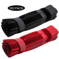 100pcs careda Cable Ties Reusable Fastening Wire Organizer Management Loop Strap Cord Rope Holder 7 Inch Holder for Car, Office and Home Computer (Black+red)