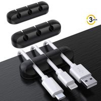 3-Pack Cable Holder Clips, Desktop Cable Organizer Cord Wire Management for USB Charging Cable/Power Cord/Mouse Cable PC Office Home