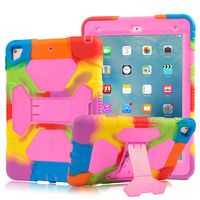 New iPad 9.7 2018/2017 Case, KIDSPR Lightweight Shockproof Rugged Cover with Stand Protective Full Body Rugged for Kids for New Apple iPad 9.7 inch 2018/2017 (6th Gen, 5th Gen) (Rainbow/Pink)