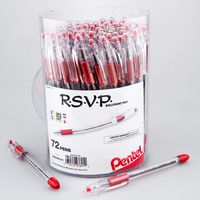Pentel RSVP Ballpoint Pen, (0.7mm) Fine Line, Red Ink, 72pk Canister (BK90PC72B)