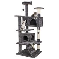ZENY 53'' Cat Tree with Sisal-Covered Scratching Posts and 2 Plush Rooms Cat Furniture for Kittens