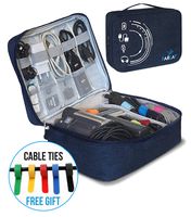 Travel Organizer Electronic Case Waterproof Carrying Bag Cable Universal Storage For Chargers Cables Management Cases Gadget Accessories Portable Bags Organization Best Wire & Gadgets Holder Blue