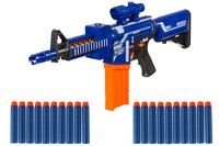 Zetz Brands Semi-Automatic Toy Sniper Rifle with 20 Darts, Load Cartridge & Sight Attachment - Long Range Blaster Weapon - Blue & Orange