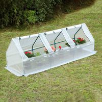 Erommy 95" W × 32" D × 32" H Portable Mini Greenhouse Outdoor Green Plant Hot House with Zipper Doors for Garden,Patio,Home,Backyard,White