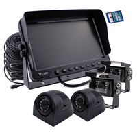 Camnex Car Backup Camera System 7" Monitor Build-in DVR Recorder with Quad Split Screen Rear View Camera System Kit 4 x Camera for Truck Van Caravan Trailers Camper Bus RV