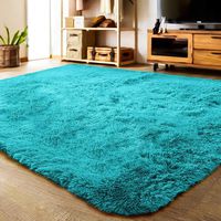 LOCHAS Ultra Soft Indoor Area Rug Shaggy Bedroom Living Room Carpets for Kids Nursery Room, 5.3 x 7.5 Feet Blue