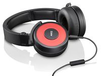 AKG Y55 Red DJ-Ready Headphones with Enriched Bass, Snug Fit and In-Line Remote/Microphone with Volume Control, Red
