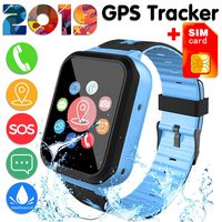 [SIM Card Included]Kids Waterproof Smart Watch Phone for Girls Boys - LBS/GPS Tracker Locator Touchscreen Smartwatch Games SOS Outdoor Digital Wrist Cellphone Watch for Christmas Birthday Gifts (Blue)