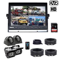 DOUXURY Backup Camera System, 4 Split Screen 9'' Quad View Display HD Monitor with DVR Recording Function, Waterproof Night Vision Cameras x 4 for Truck Trailer Heavy Box Truck RV Camper Bus