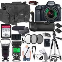 Canon EOS 6D Mark II DSLR Camera 24-105mm STM Kit with Canon Case, Auto TTL Speed Light Flash, 128GB Memory Card & Professional Photo/Video Kit